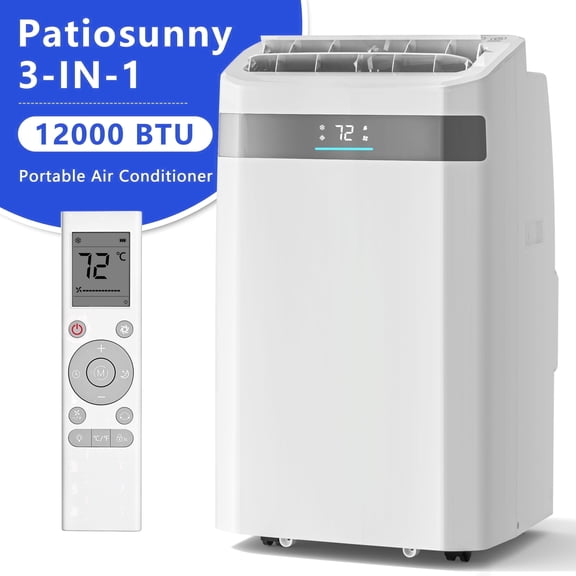 Patiosunny Portable Air Conditioner 12000 BTU (8000 BTU DOE), Standing AC Unit with DIY Window Kit