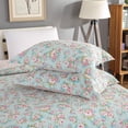 thumbnail image 2 of Ensemble de Literie 3 Pcs en Coton Floral Rose Sarcelle Léger, 2 of 3