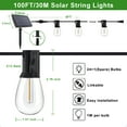 thumbnail image 7 of GUPUP 100ft Solar Outdoor String Lights, Patio Lights with 25 Waterproof and Shatterproof Edison Bulbs, Connectable String Light Suitable for Porch, Tavern, Cafes, 7 of 7