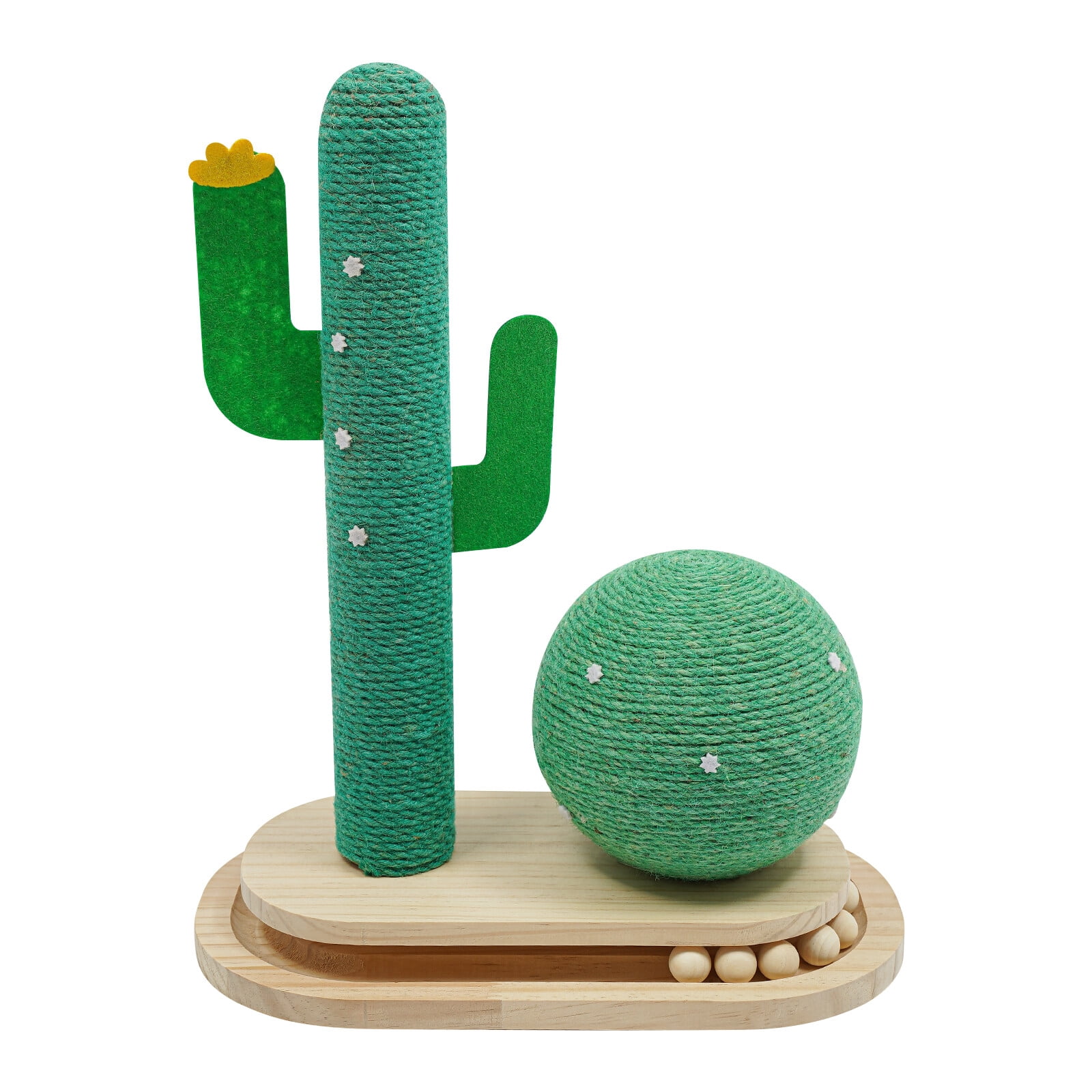 ToppiJoy Freestanding Road Cat Scratching Post Cactus Cat Scratcher Kitten Condo Tower House Bed with 4 EVA Anti-slip Pads