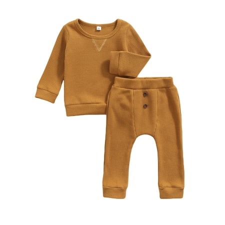

Seyurigaoka Baby Girl Tops Buttons Pants Long Sleeve Shirt+ Trousers