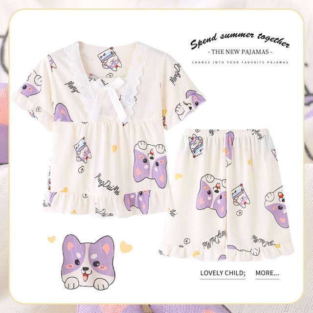 Pikachu-Conjuntos de pijamas de dibujos animados para niñas, ropa de dormir de manga corta Kawaii, pantalones cortos, Jersey, ropa de casa, Verano qym unisex