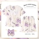 thumbnail image 1 of Conjunto de pijama con estampado de dibujos animados para niños y adultos, camisa de manga corta con lazo, Camiseta con estampado de My Melody Kuromi, ropa de verano para el hogar, 1 of 4