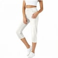 thumbnail image 2 of Kinrui Capri Faux Jeans for Women Mid Rise Straight Leg Casual Regular Summer Cropped Stretchy Denim Pants White XL, 2 of 6