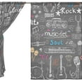 thumbnail image 3 of FREEAMG Music Items Doodle Sheer Window Curtain Panel Drape 55x84 Inch for Living Room Bedroom Kids Room 2 Piece, 3 of 4