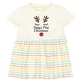 thumbnail image 3 of Inktastic My First Christmas Reindeer Girls Baby Dress, 3 of 5