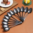 thumbnail image 2 of ReaNea Black Dinner Spoons 12 Pieces Stainless Steel Table Soup Spoon, Dessert Spoons Sliverware Set, 2 of 8