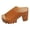 Brown, variant on Womens Platform Wedge Sandals Open Toe Leather Slip on Slides Chunky High Heels Dressy Casual Mules Comfortable Shoes Brown Size 9
