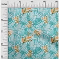thumbnail image 2 of oneOone Georgette Viscose Turquoise Blue Fabric Leaves & Lemon Sewing Material Print Fabric By The Yard 42 Inch Wide, 2 of 5