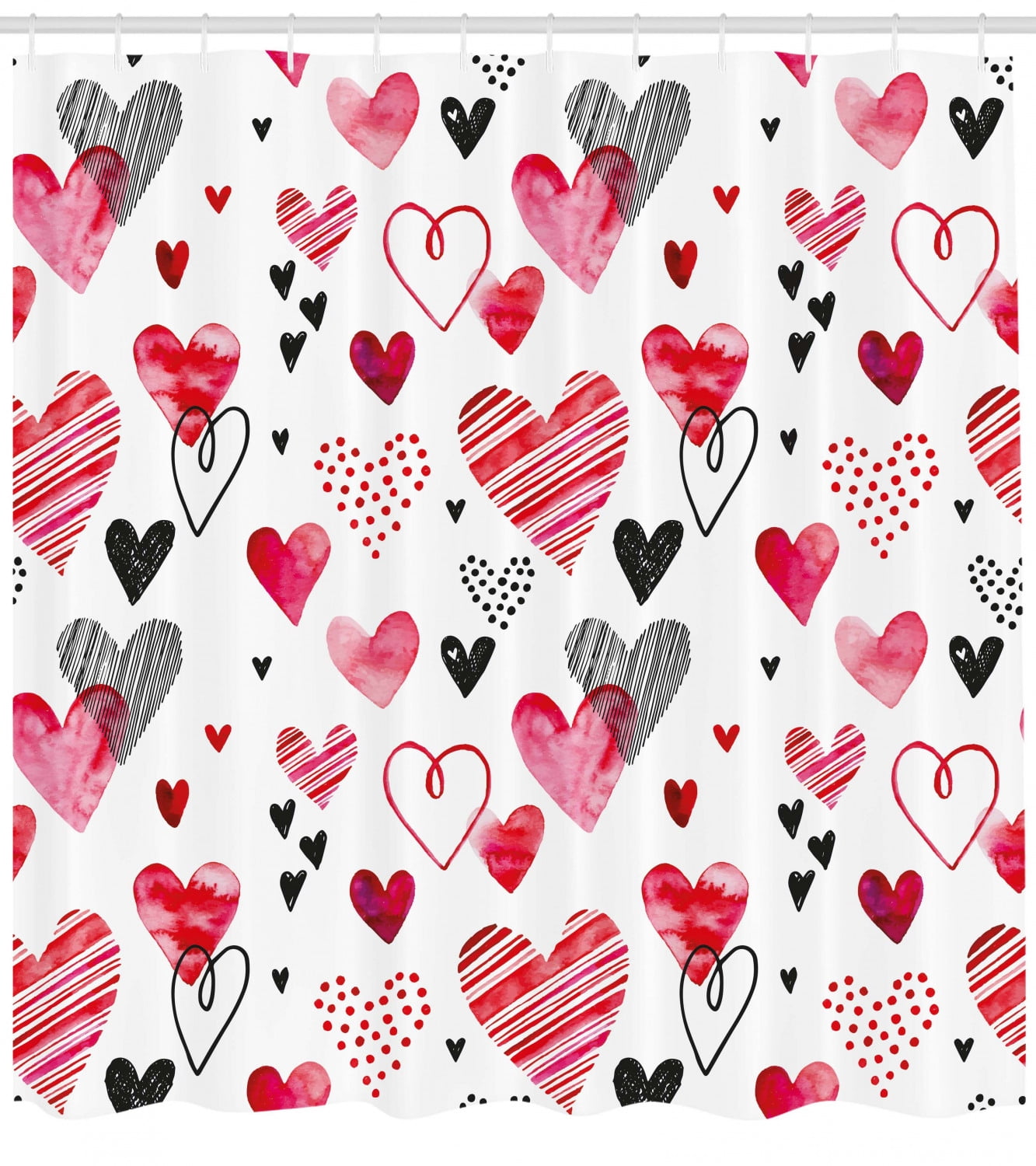 Valentine Shower Curtain, Different Types of Heart Shapes Romance Love