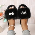 thumbnail image 6 of uublik Women's Fuzzy Slippers Cute Bow House Slippers for Women Soft Cozy Indoor Outdoor Lightweight House Shoes, Black, 6 of 7