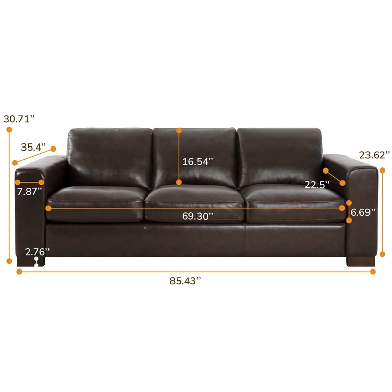 Naomi Home Freya Oversized Genuine Leather Sofa in Contemporary