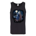 thumbnail image 2 of Wild Bobby, American Flag Howling Wolf Animal Lover Mens Graphic Tank Top, Black, Small, 2 of 3