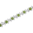 thumbnail image 4 of .925 Sterling Silver, Lab-Grown Gemstone and 1/6 Cttw Round Diamond Tennis Bracelet (H-I Color, I1-I2 Clarity) - Created Green Peridot, August Birthstone, 4 of 9