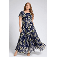 thumbnail image 1 of Plus Size Women Floral Printing Dress Short Sleeve Round Neck Chiffon A-line Female Elegant Fashion Summer Dresses 2025, 1 of 5