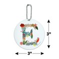thumbnail image 6 of Letter E Floral Monogram Initial Round Luggage ID Tag Card Suitcase Carry-On, 6 of 8