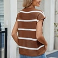 thumbnail image 7 of QUNYINEY Casual Womens Tops Short Sleeve Striped Crew Neck Sweater Knit Pullover Loose Tops, 7 of 7