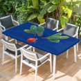 thumbnail image 2 of Navy Blue Christmas Table Cloths for 5 Foot Rectangle Tables, Xmas Tree Ball Winter Modern Art Patio Waterproof Elastic Fitted Tablecloths, Washable Rectangular Table Cover for Camping, 2 of 8