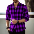 thumbnail image 1 of Cárdigan de solapa con estampado de cuadros para hombre, ropa informal de moda para uso diario, camiseta de manga larga para fiesta de calle para hombre, superventas, 1 of 6