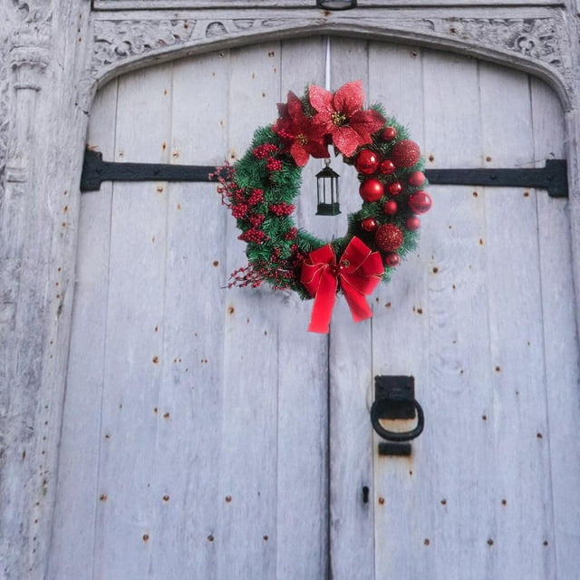 Guirnalda de Navidad pa Puerta Navidad Decoraciones de Acción de Gracias de Acción de Acción de Acción Al Aire Libre 25 cm rojo Baoblaze Corona de vacaciones