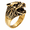 Gold-Black, variant on Wolf Ring for Men, Alloy Animal Head Statement Ring, Biker Gothic Punk Style, Electroplated Bold Face Men’s Ring for Parties Concerts Daily Styling, Sizes 7-15