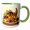 Green/White, variant on 3drose, a Cornucopia on the Table. Fruits, Vegetables. Happy Thanksgiving, 11oz Mug