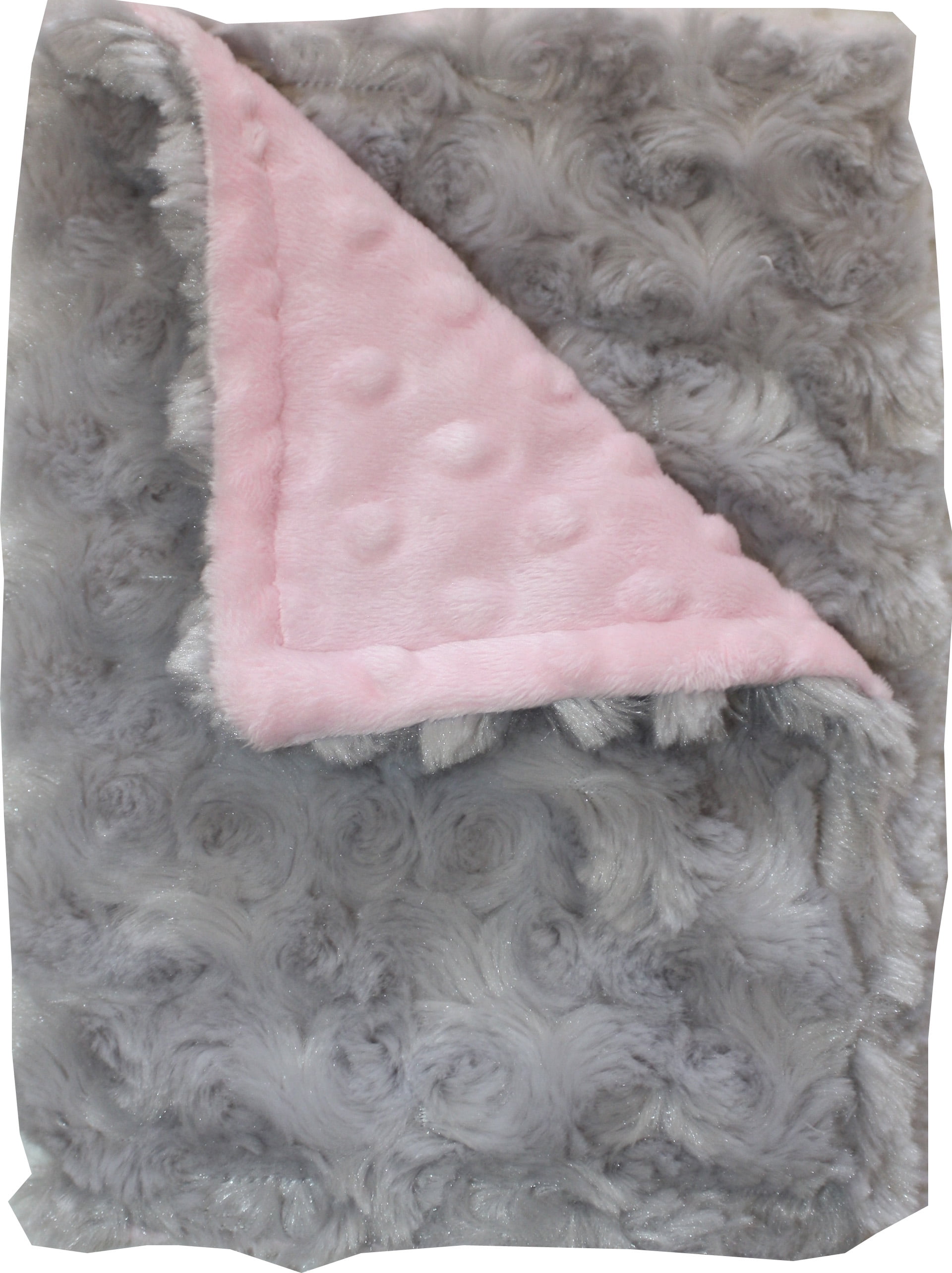 Lil' Cub Hub Baby Pink Dimple Dot/Silver Rosebud Swirl Solid Burp Cloth ...