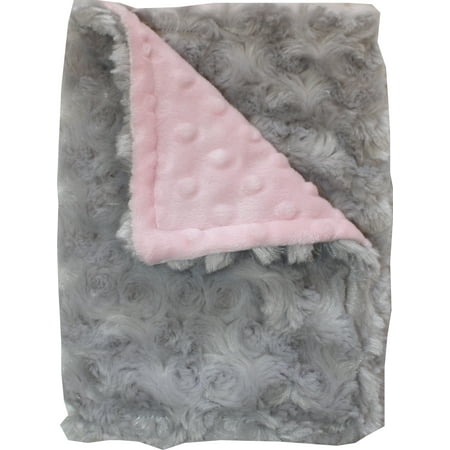 Lil' Cub Hub Baby Pink Dimple Dot/Silver Rosebud Swirl Solid Burp Cloth