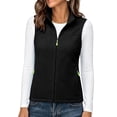 thumbnail image 6 of Fleece Jacket Women Nelozsy Women's Rocking Velvetsleeveless Full Zippered Velvet Top With Zipper Pocket Outdoor Warm Shoulder Black XXXL, 6 of 6