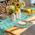 thumbnail image 4 of Teal Geometric Round 13 Inch Placemats Set of 6, Modern Morocco Abstract Art HeatResistant Non Slip Place Mats for Dining Table, Wipeable Braided Kitchen Table Mats for Housewarming, 4 of 9