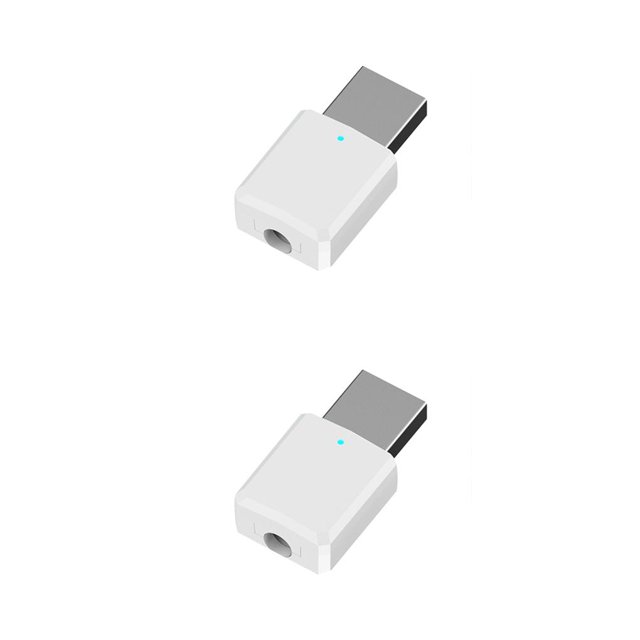 Tholdsy USB 5.0 Transmisor Receptor 2-en-1 3.5mm Cable TV PC Auriculares Adaptador de audio, Negro blanco 2piezas