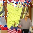 thumbnail image 5 of Fuebueo Memorial Day Decorations 4th of July Pom Pom Garland Decorations, Red White Blue 30 Balls Independence Day Felt Ball Garland Patriotic Hanging Supplies for Labor Day Party Home Decor, 5 of 8