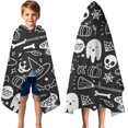 thumbnail image 3 of Halloween Doodle Elements Hooded Bath Towel，50"x30" for Ages 3 To 12 Kids, Quick Dry Lightweight Soft Microfiber Hood Beach Towel Cover Up for Kids, 3 of 7