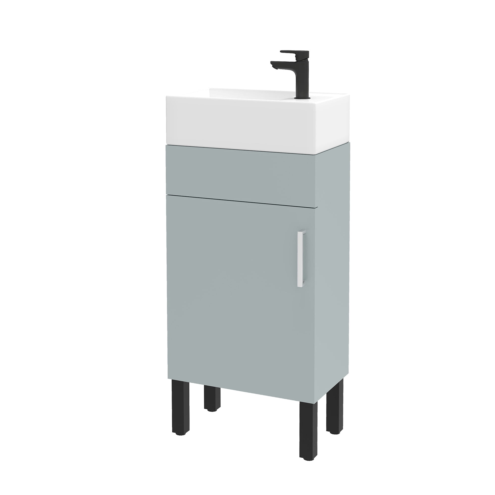 Uforic 16" Modern Free Standing Bathroom Vanity with Undermount Sink, Soft Close Door & Storage Cabinet, Gray