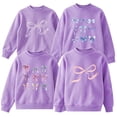 thumbnail image 2 of DOZINSIX Girls 4-Pack Crewneck Sweatshirts 2-13Y Bow Print Fall Winter Fleece Lined Warm Cotton Pullover Tops, 2 of 9