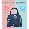 thumbnail image 4 of Navy Blue Flamingo Cool Bento Bag Bento Bag Portable Insulated Lunch Bag Cool Lunch Bag Picnic Tote Bag Insulated Bag Waterproof Canvas Ladies, Sol, 4 of 5