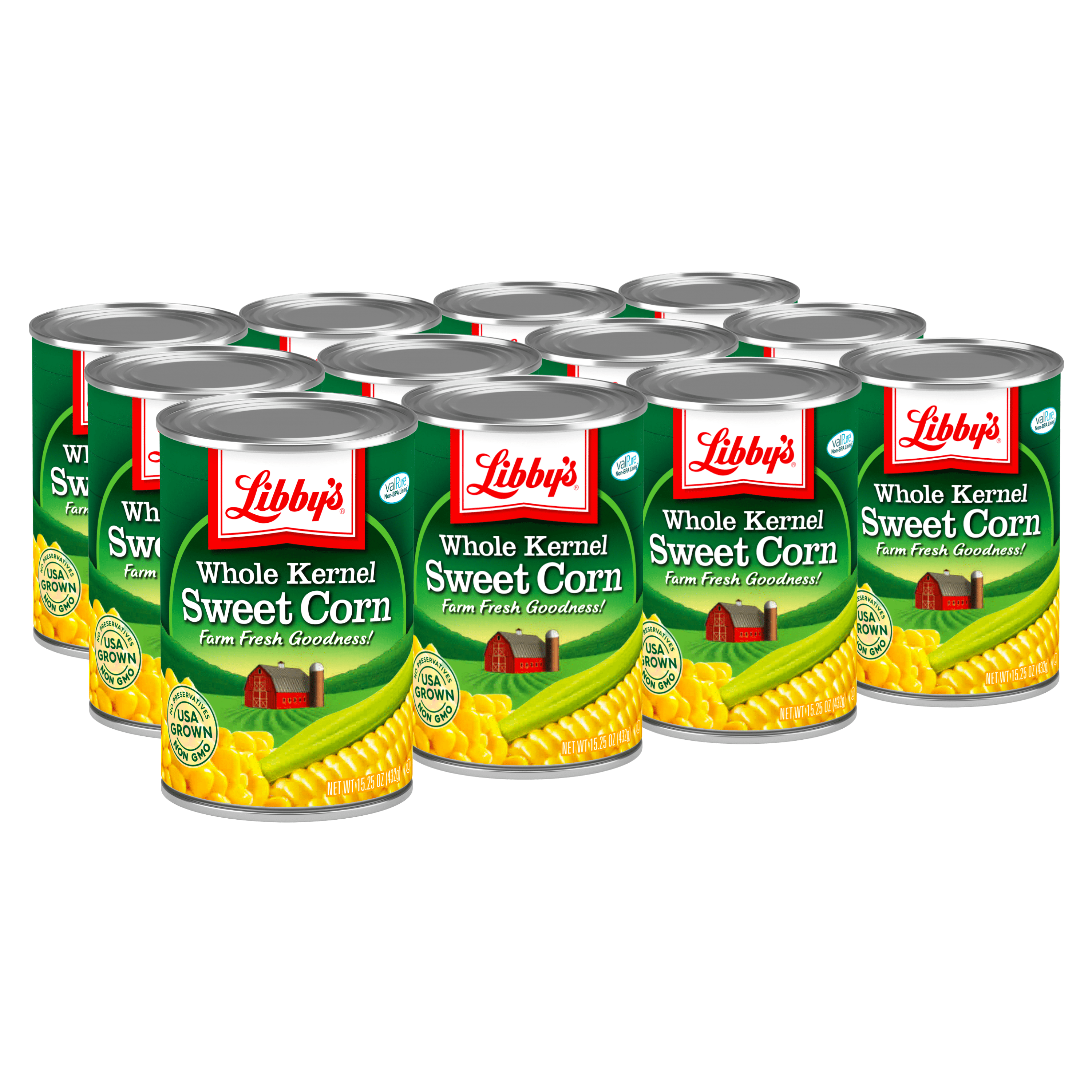 (12 Cans) Libby's Canned Whole Kernel Sweet Corn, 15.25 oz