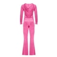 thumbnail image 5 of Summer Savings!Velvet Tracksuits for Women Set Long Upper, Velour Sweatsuits Womens Tracksuit 2 Piece Wide Leg Pant,Women's Solid Velvet Tracksuit Set Zip Up Hooded Sweatshirts Pants Running Outfit, 5 of 9