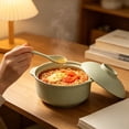 thumbnail image 5 of Iuhan Microwave Safe Soup Bowl With Lid And Spoon, Double Handle Bowl For Kitchen Dining, Wheat Straw Bowl For Home Daily Use, 5 of 6