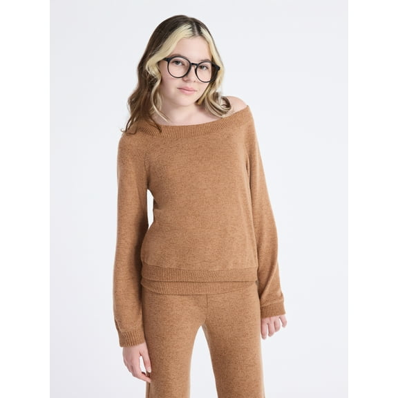 Weekend Academy Girls Hacci Knit Top with Long Sleeves, Size 4-18