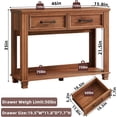 thumbnail image 2 of Joaxswe Farmhouse Console Table with 2 Storage Drawer and Open Storage Shelf, Rustic Entryway Table for Home, Brown, 2 of 8