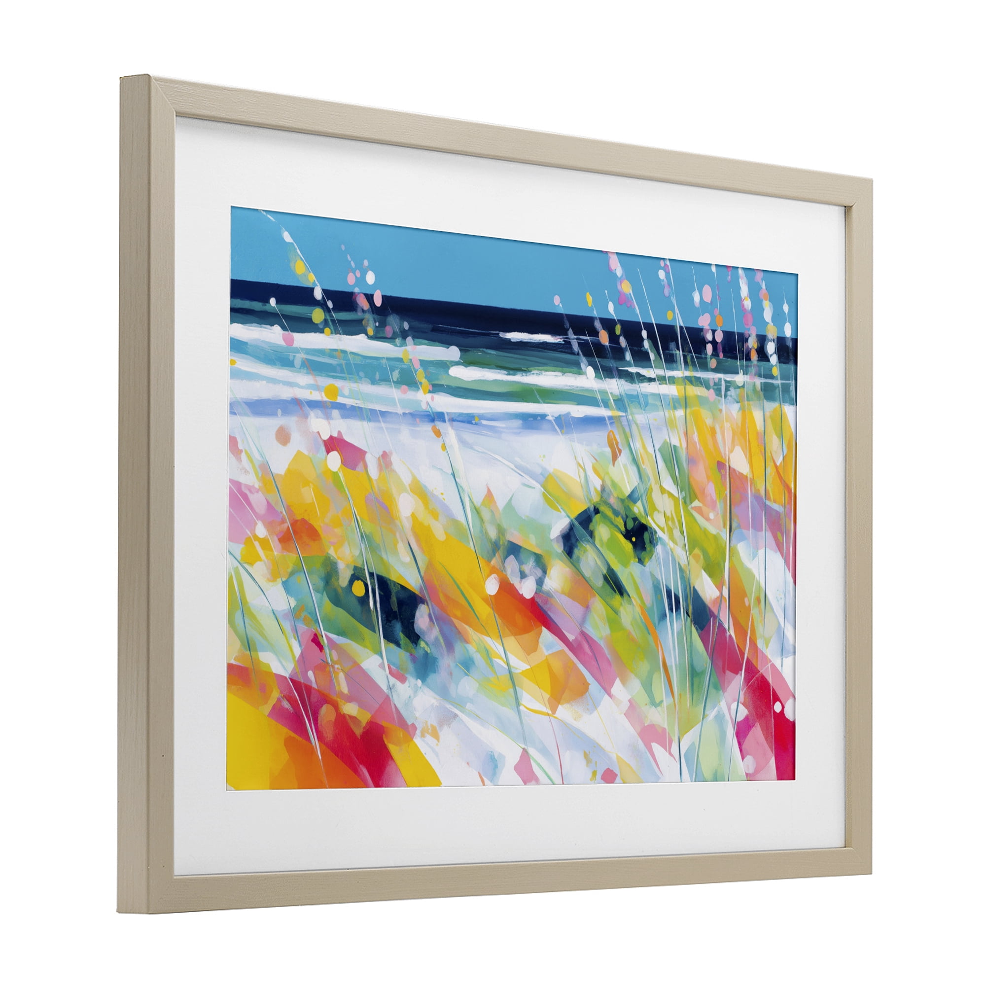 Stupell Industries Sea Oats & Ocean Breeze Abstract Birch Framed Print Under Glass, design by Chromatic Storm Studio