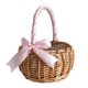 thumbnail image 1 of Wicker Woven Flower Basket, with Handle and Pink Ribbon, Wedding Flower Girl Baskets, for Home Garde, 1 of 5