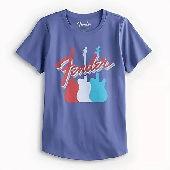 Women Fender Guitar Lineup Tee Cotton Blend Crewneck Short Sleeve Shirt Medium