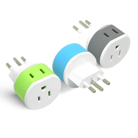 Adaptador de enchufe de viaje OREI Brasil tipo N con 2 entradas de EE. UU., paquete de 3