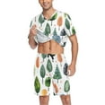 thumbnail image 3 of joogoo Men's Pajama Set Trees Christmas V-Neck Pj Shorts Set 2 Piece Loungewear Sleepwear XXL, 3 of 7