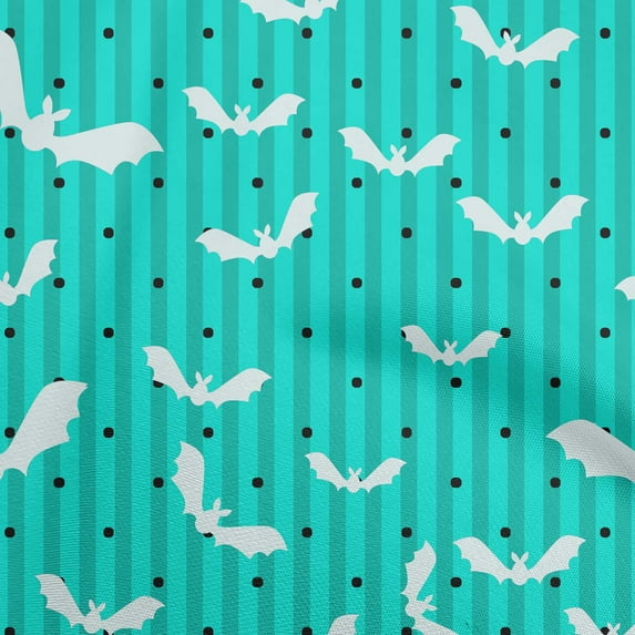 oneOone Cotton Flex Turquoise Green Fabric Halloween Dress Material Fabric Print Fabric By The Yard 40 Inch Wide