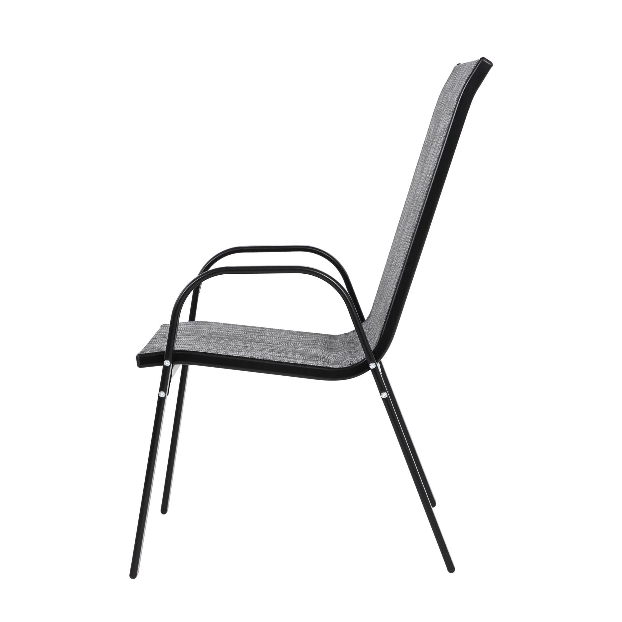 Sailvan Set of 8 Outdoor Patio Chairs,Breathable Textilene Garden Dining Chairs with Armrest and High Backrest Grey