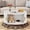 White, variant on avobird 31.5" Round Coffee Table with Storage, Fluted Wood Accent Center Table with 360° Curved Sliding Door & Adjustable Footpads for Living Room, White