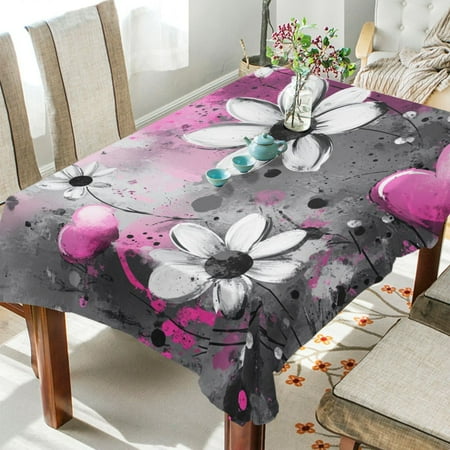 

BZSMCE Square Tablecloth Colorful Hearts and Blooms Pattern Tableclothes